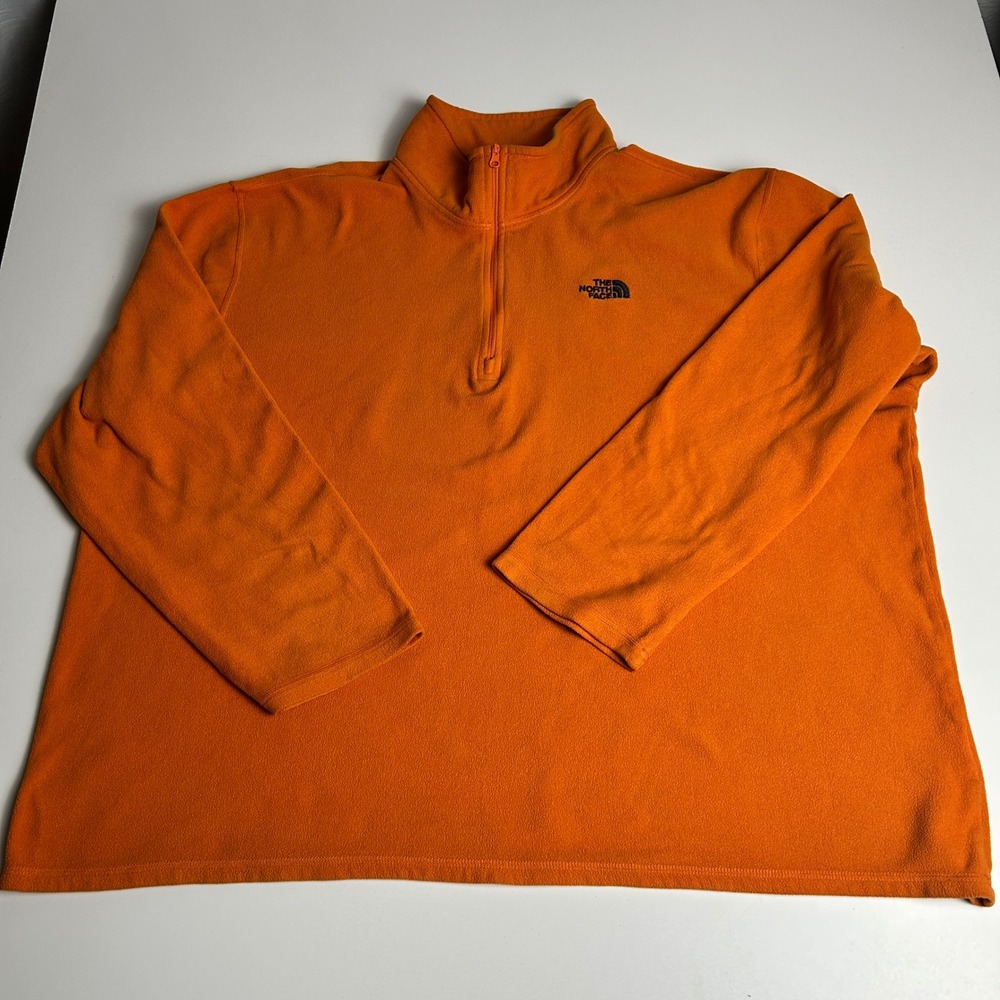 The North Face Mens XXL Orange TKA 100 Quarter Zip Fleece Pullover Jacket